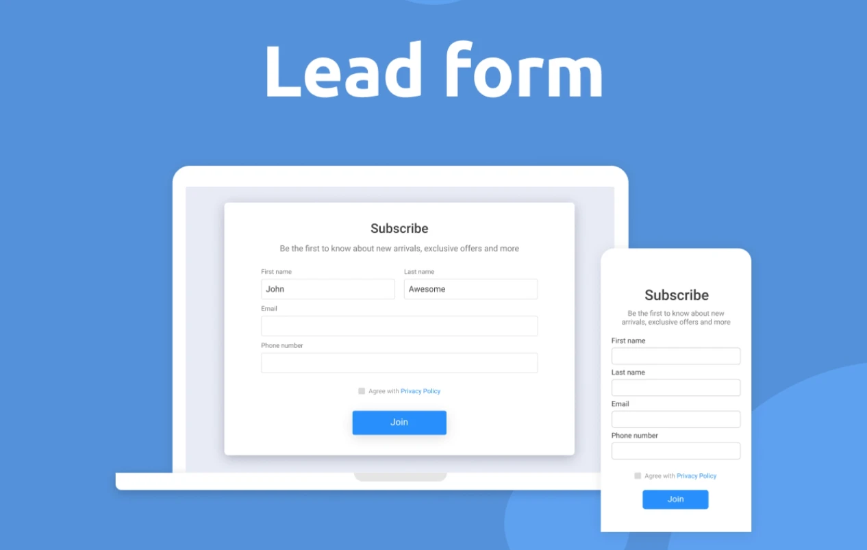 Lead Form on Laptop and Mobile Phone