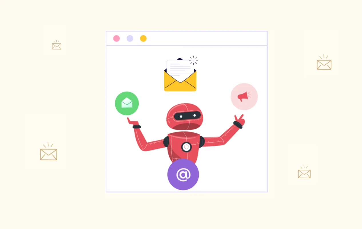 A Robot with Email Marketing Icons in its Hands