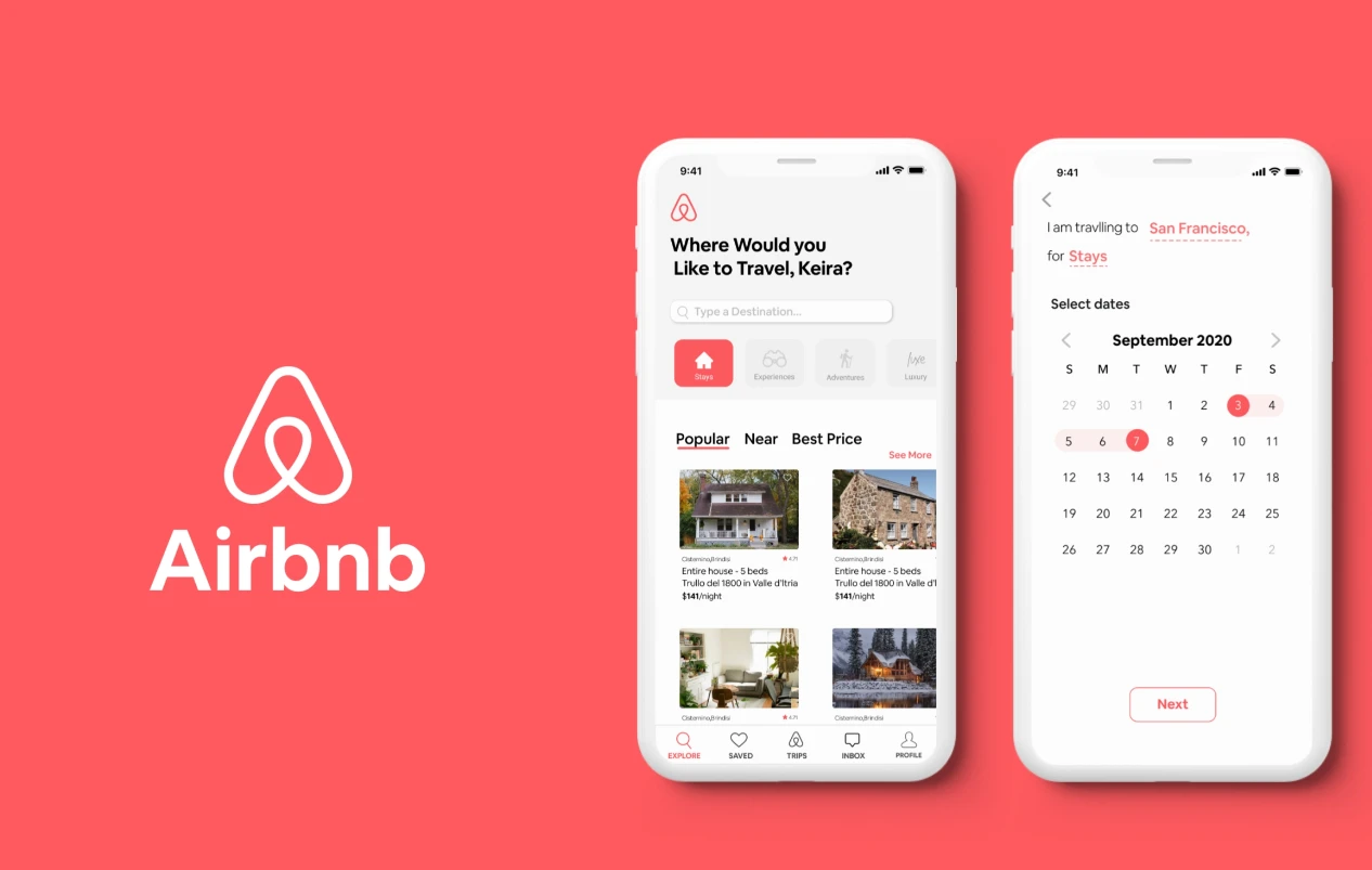Airbnb Application on Mobile Phone