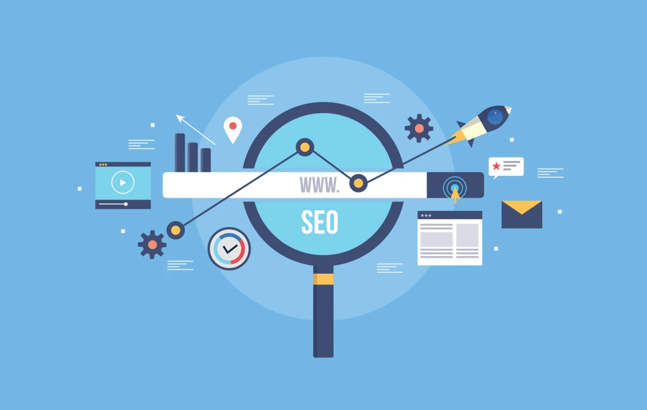 SEO Elements Around a Magnifier