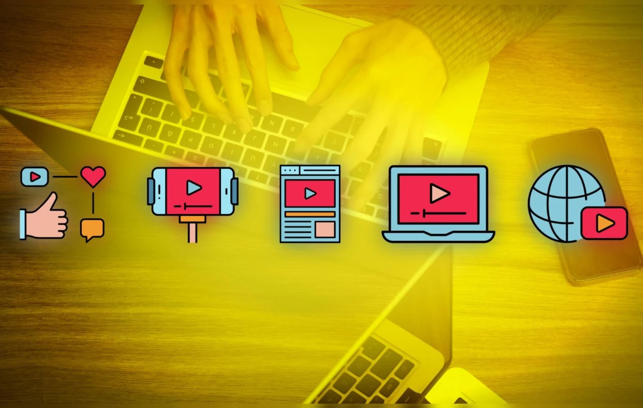 Video Marketing Tools Icons on a Yellow Background