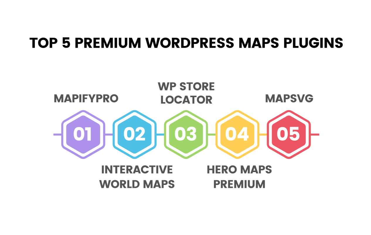 Top 5 Premium WordPress Maps Plugins Infographic