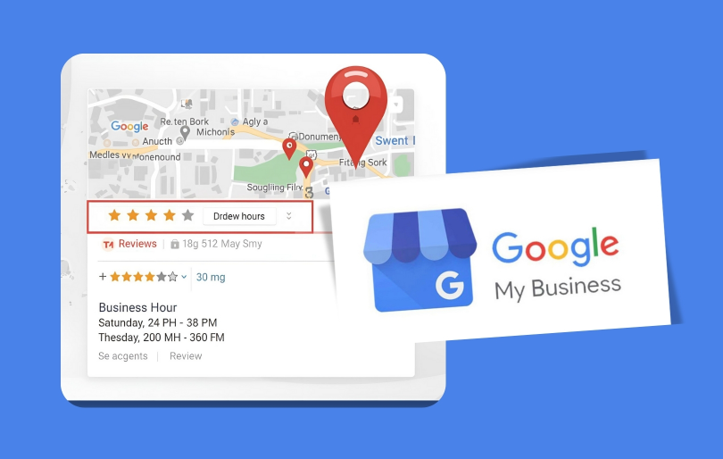 Google My Business with Highlighted Stars and Reviews