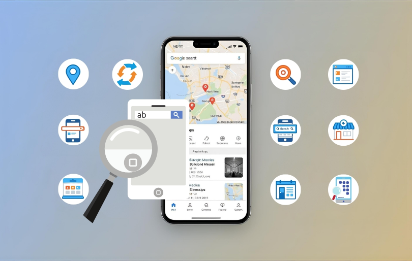 Smartphone Screen with Local Search Result