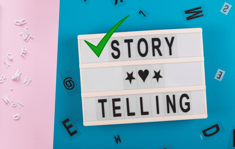 Story Telling Text and a Tick Beside