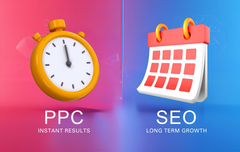 Stopwatch Representing PPC Calendar Representing SEO Stopwatch Representing PPC Calendar Representing SEO