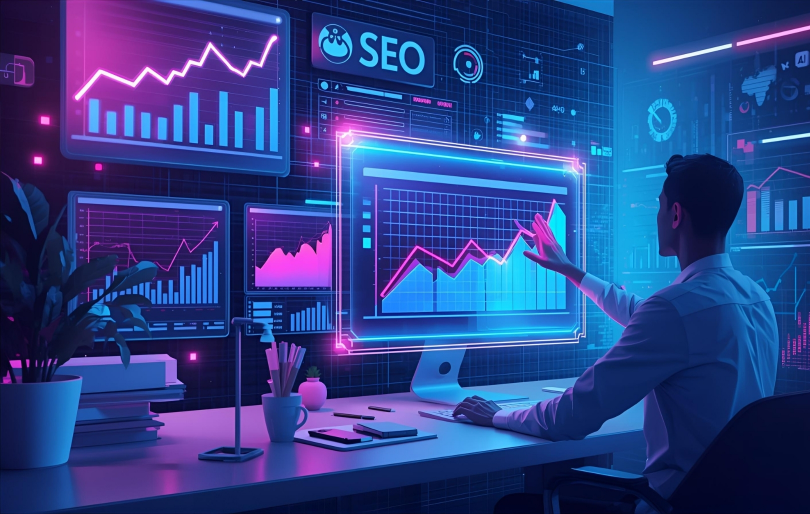 Visual Image of a Man Touching Monitor Screen