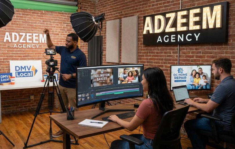 Woman and Two Men in a Digital Agency Studio