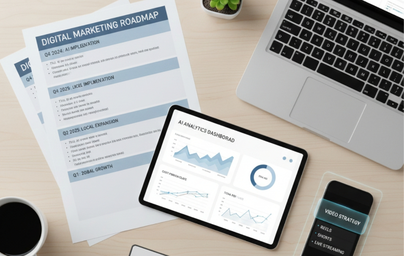 digital marketing roadmap office desk
