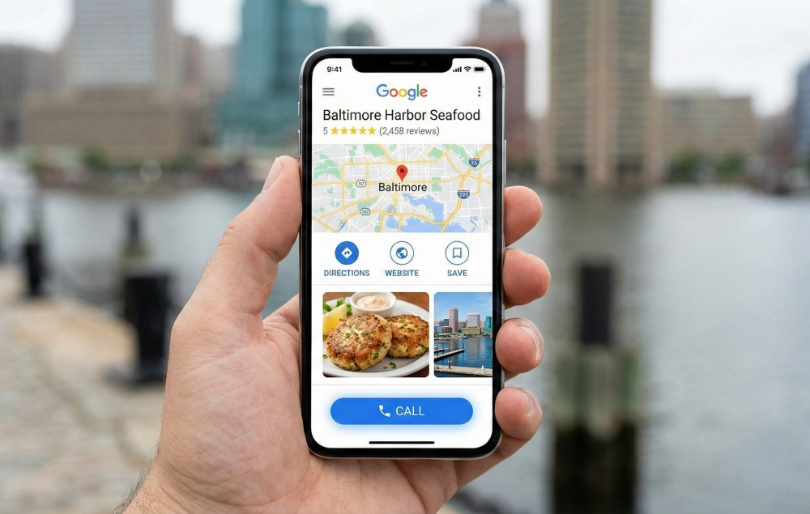 Hand Holding Smartphone over Blurred Background