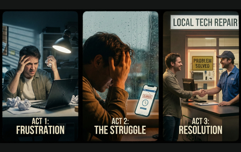 A Man in Three Different Emotions