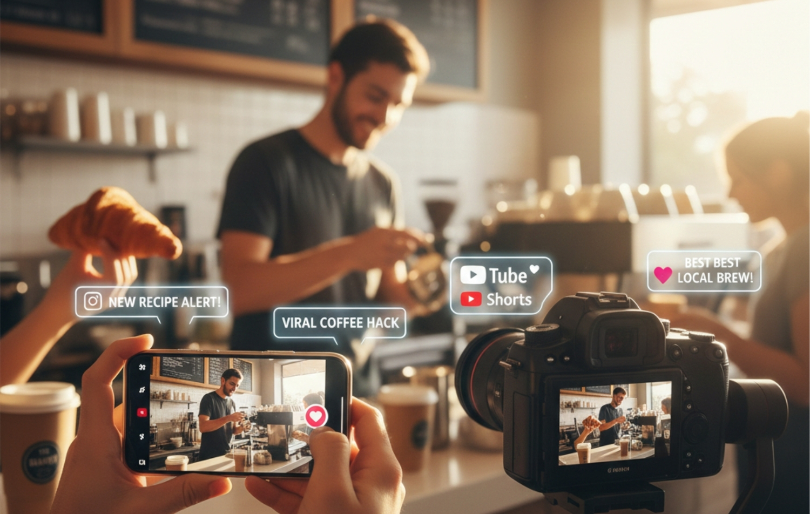 Social media coffee shop filming