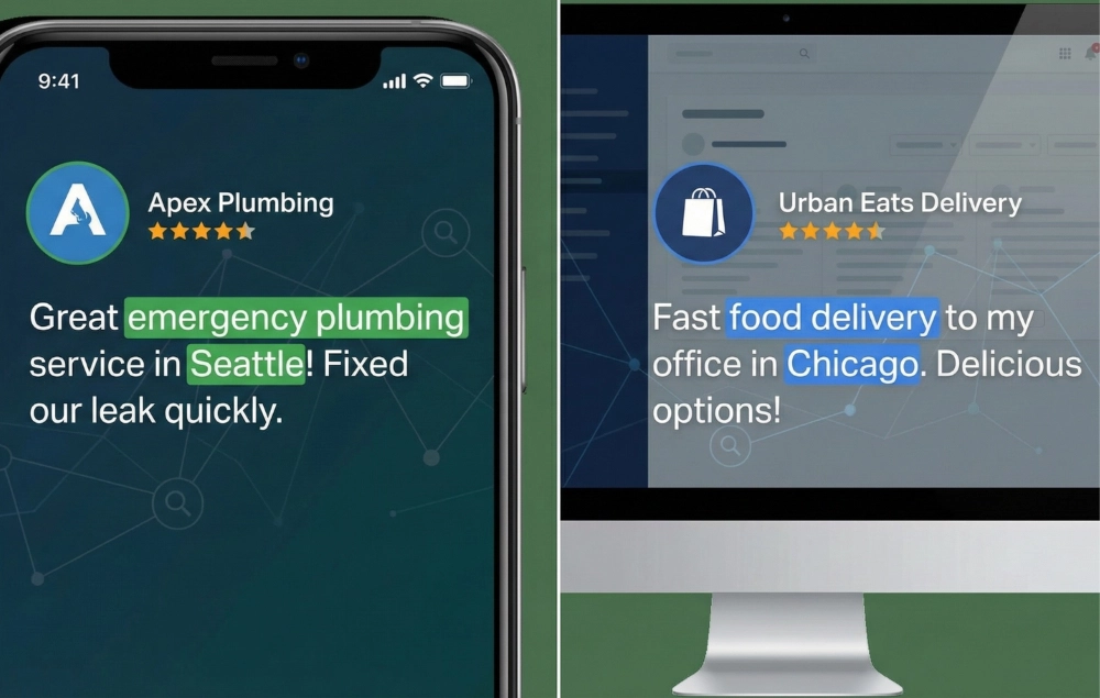 Highlighting service keywords inside customer reviews