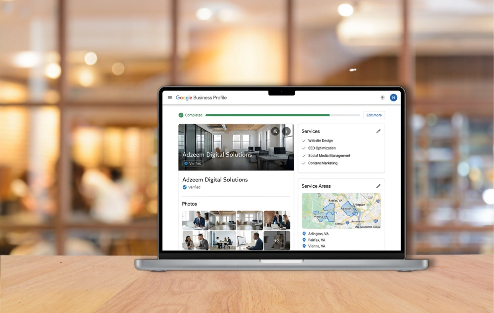Visual showing completed Google profile sections