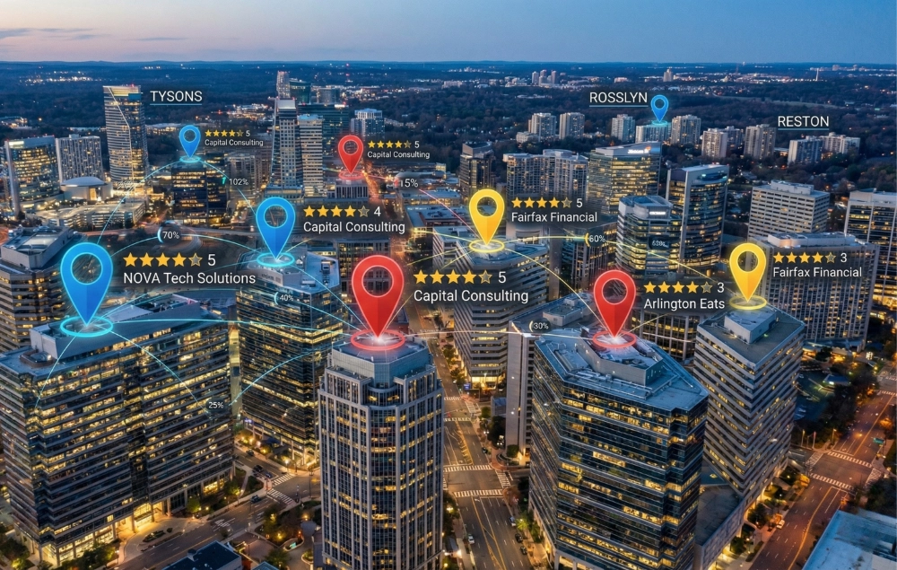 High-density Northern Virginia business district visual