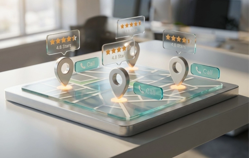 Localized business map with ratings