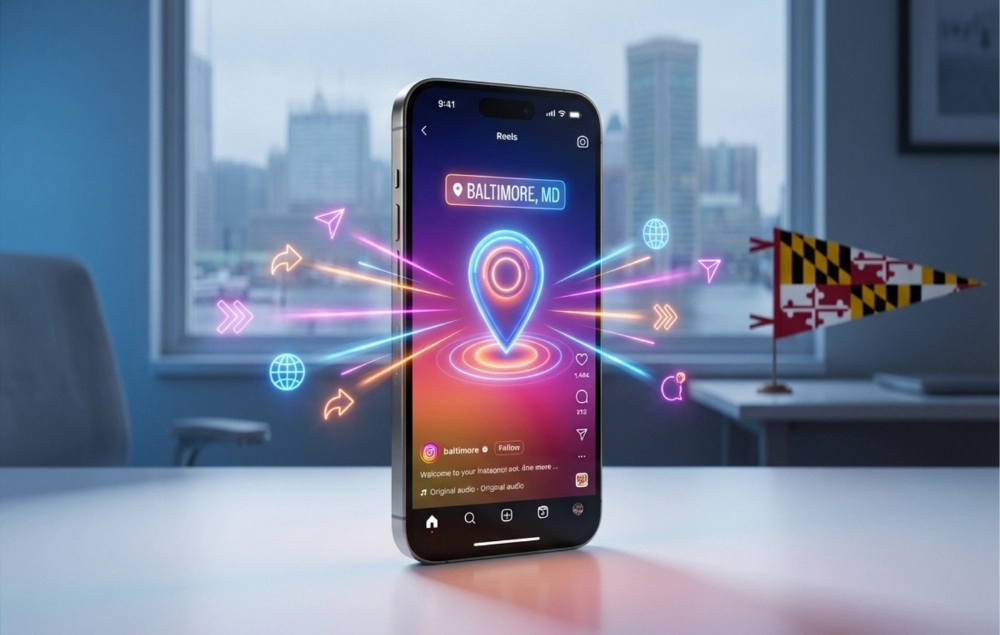 Smartphone displaying localized Reels content