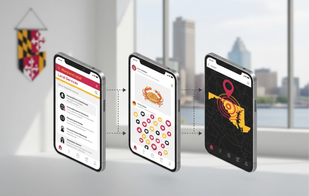 Three smartphones displaying localized content