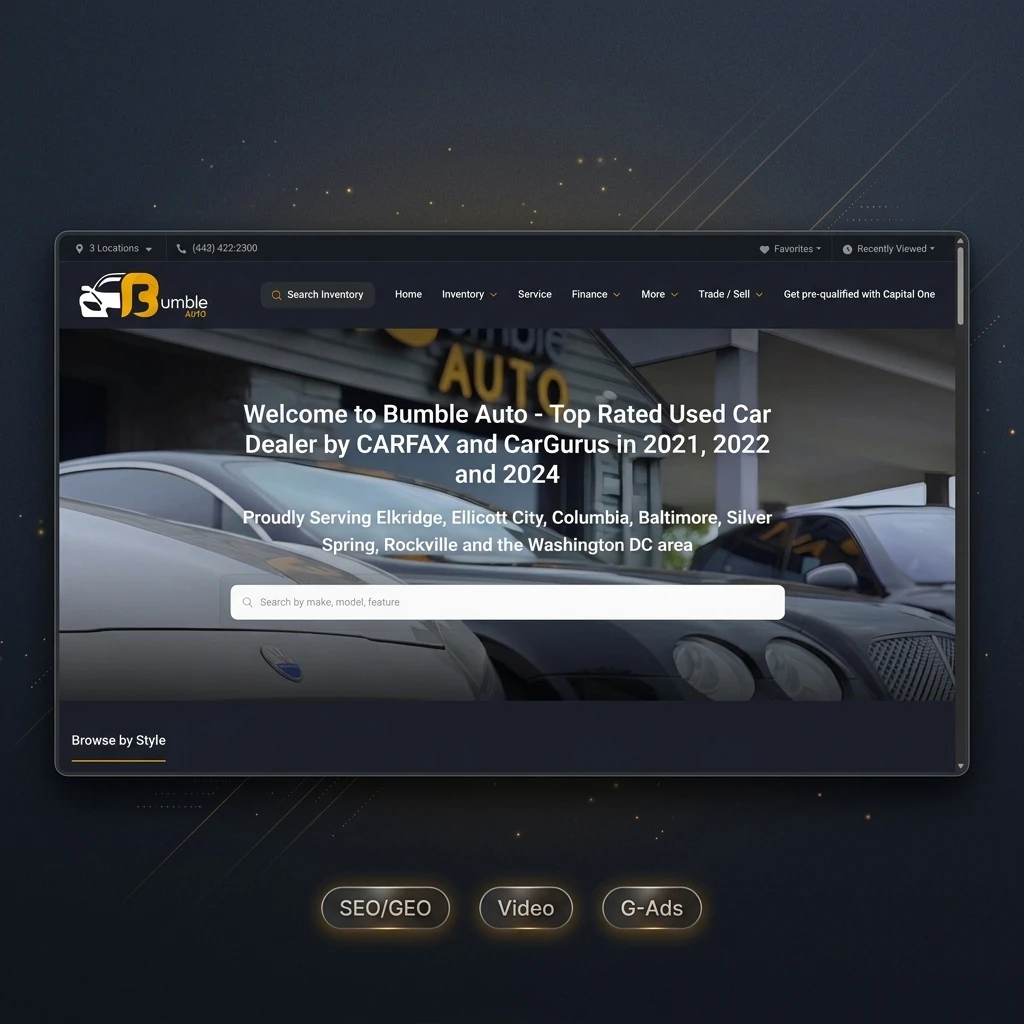 Bumble Auto - dealership website · journey context portfolio presentation