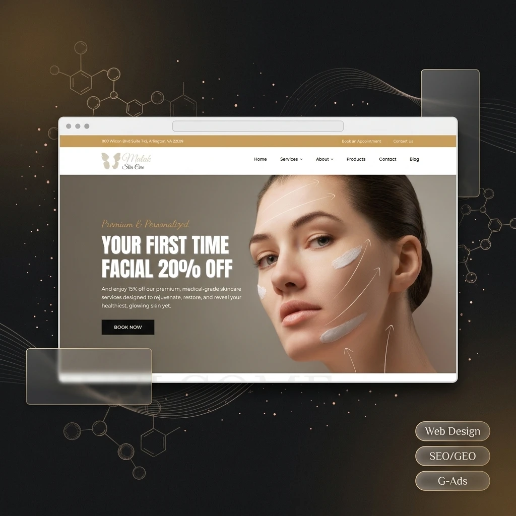 Malak Skin Care - website presentation portfolio presentation