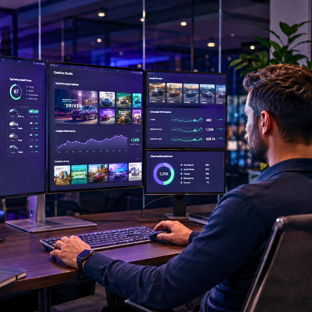 Specialist tracking the Adzeem AutoLead growth assets performance on dashboard